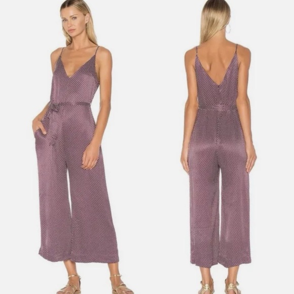 ZIMMERMANN Curacao Polka Dot Purple V Neck Jumpsuit